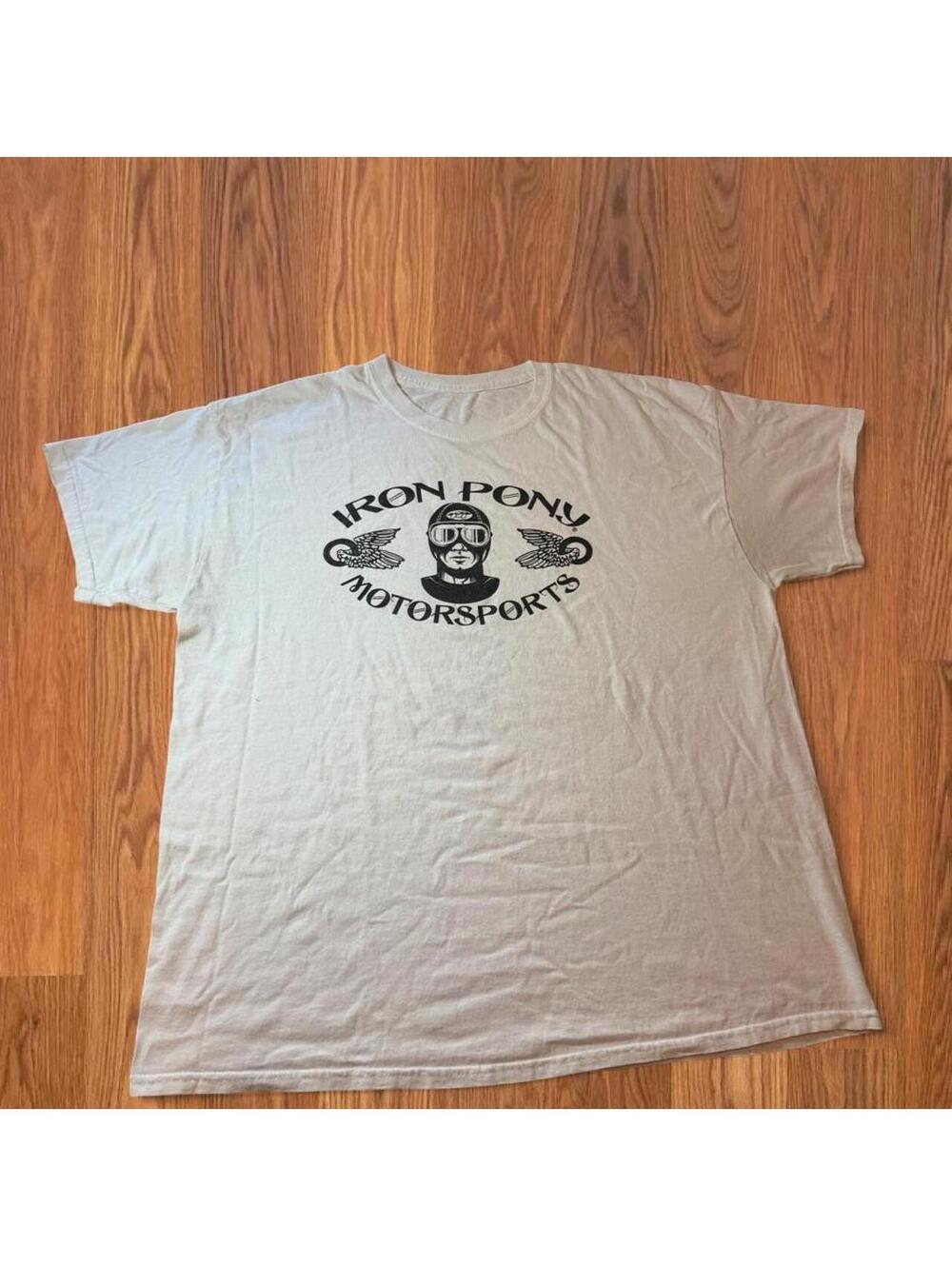 Iron Pony Motorsports T Shirt Mens Large White Graphic Tee Biker Racing Wings
